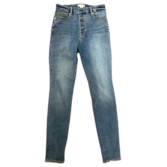 GOOD AMERICAN High Waisted Indigo Medium Wash Skinny Denim Women’s Jeans Size 27 - Picture 1 of 13